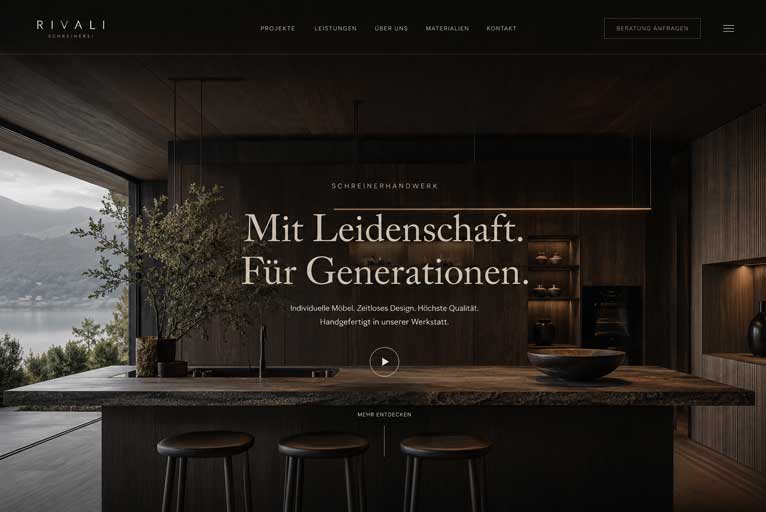 Beispiel einer von uns gebauten Website: Schreinerei Rivali
