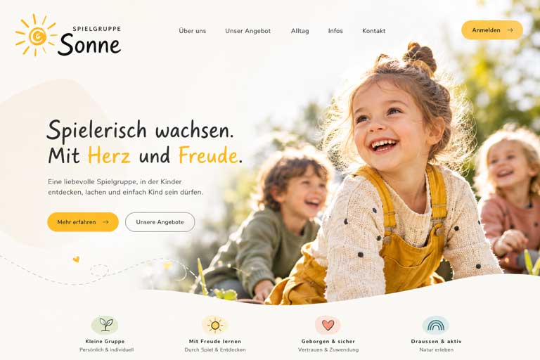 Website für die Spielgruppe Sonne