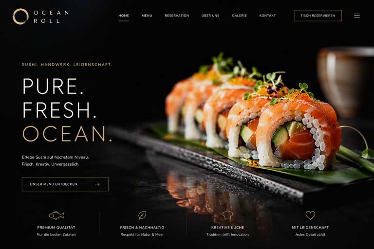 Website für Sushi Ocean