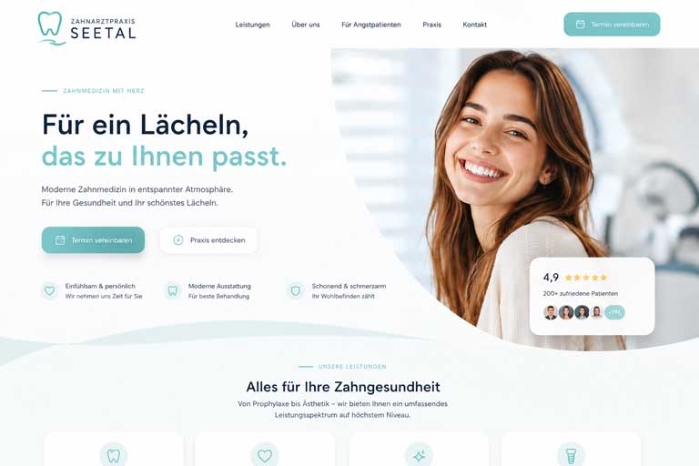 Website für die Zahnarztpraxis Seetal